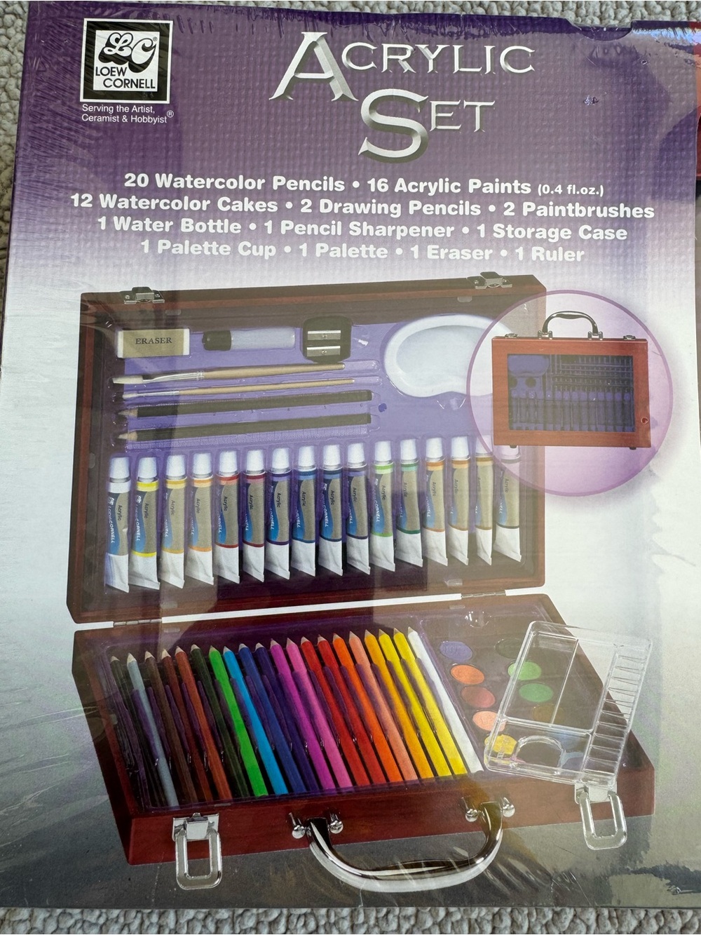 NEW Loew-Cornell Acrylic Set 59 Pieces Paintbrushes Pencils Paints - Picture 2 of 10